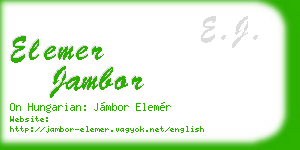 elemer jambor business card